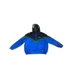 Members Only Mens Colorblock Hooded Anorak Jacket Blue Green Black